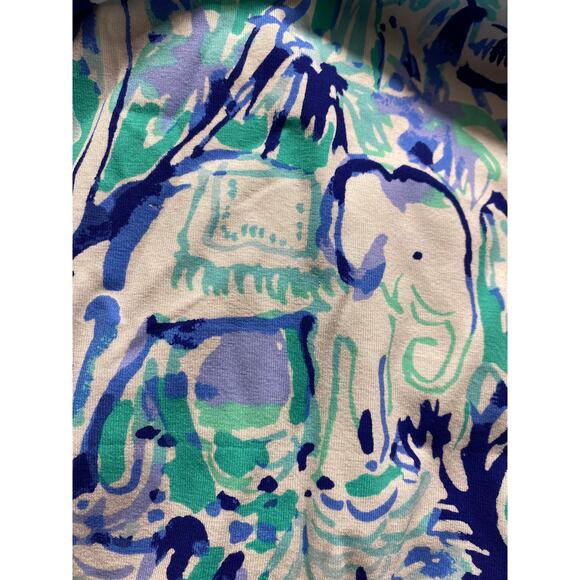 Lilly Pulitzer Women's Size Small Blue Green Elephant Print Short Sleeve Dress - Picture 7 of 7